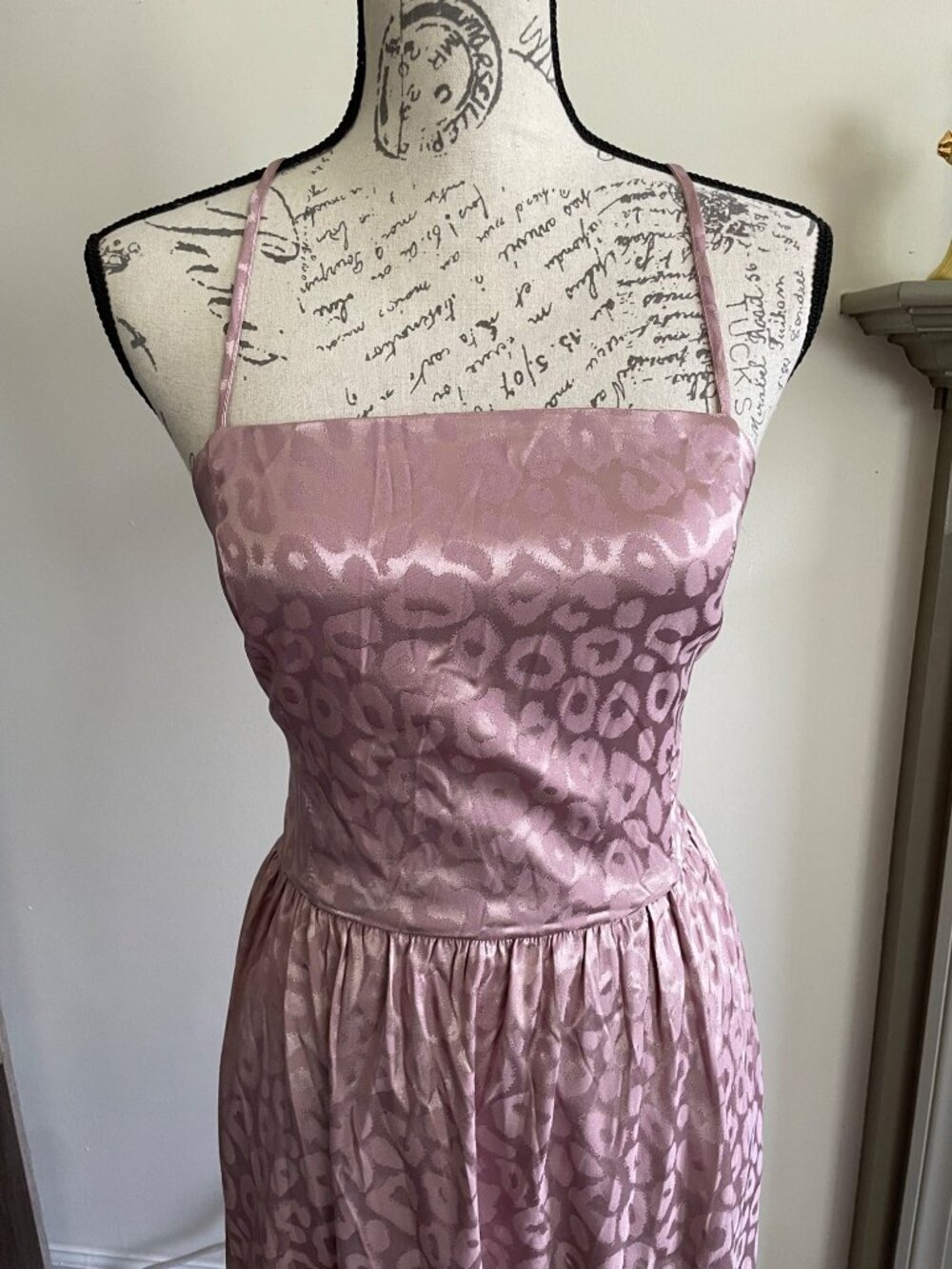 Vine & Love Dress Backless Blush Pink Maxi Length Spaghetti Strap Slit Wrap L - Picture 8 of 10